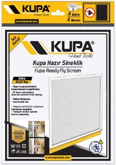Hazır Sineklik Yapışkan Bantlı - Çift Kanat - 1.25 Mm X 1.50 Mt. - 1 Adet Kumaş
