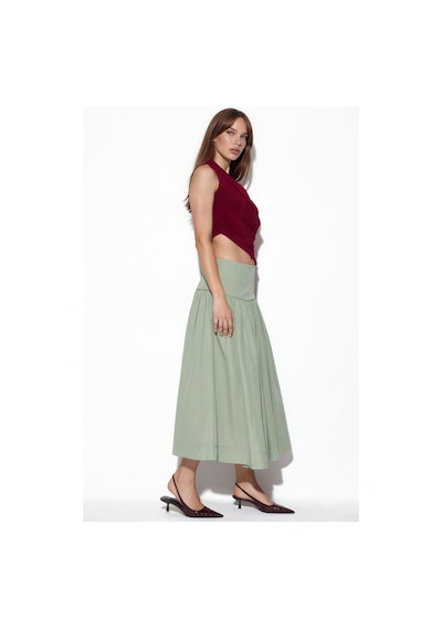 Hiccup Busem Yüksek Bel A Kesim Midi Etek Adaçayı Yeşili