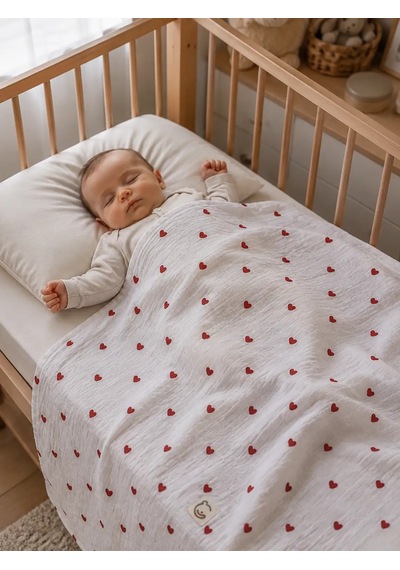 E&f Store Kalp Desenli Müslin Bebek Battaniyesi Çok Renkli