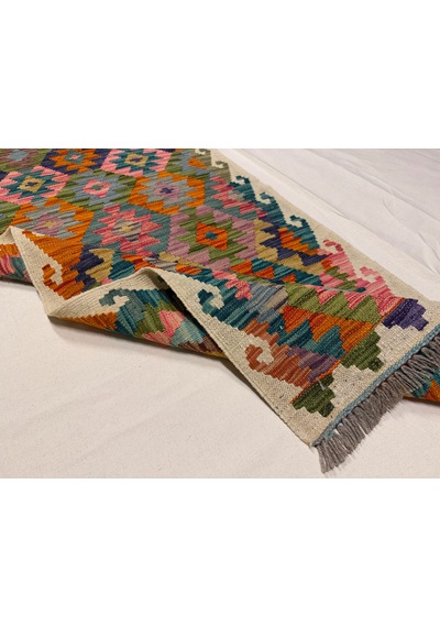 El Dokuma Afgan Kilim Çok Renkli