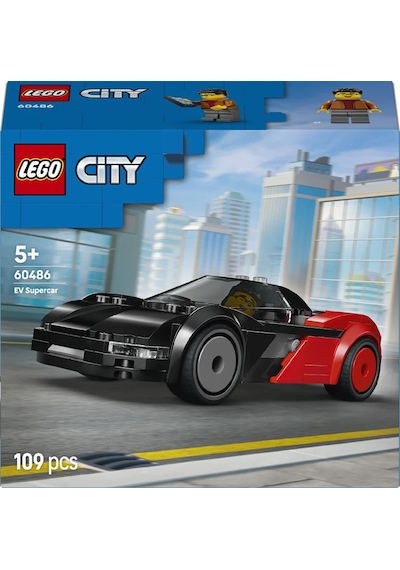 LEGO® City Elektrikli Süper Araba Yapım Seti 60486-5 Yaş Üzeri Çocuklar için Sürücü Minifigürlü Yaratıcı Oyuncak Yapım Seti (109P)