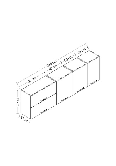 Minar 245 Cm Mutfak Dolabı Beyaz 245-b2-üst Modül