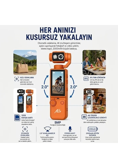 Ally Q8 Pocketpro 4k Dijital Vlog Kamerası- 5775