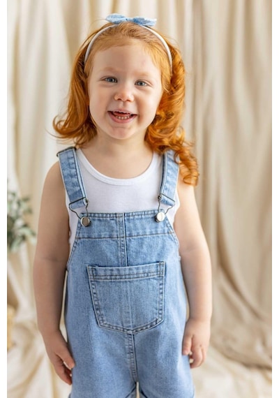 Oliven The Kid Oliventhekid Unisex Ön Cep Detaylı Kısa Paça Kot Slopet Mavi Mavi