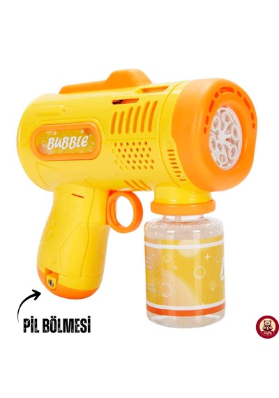 Oyuncak Işıklı Otomatik Köpük Tabancası Bubble Gun 5000+ Köpük Çocuklar İçin Sarı Renk