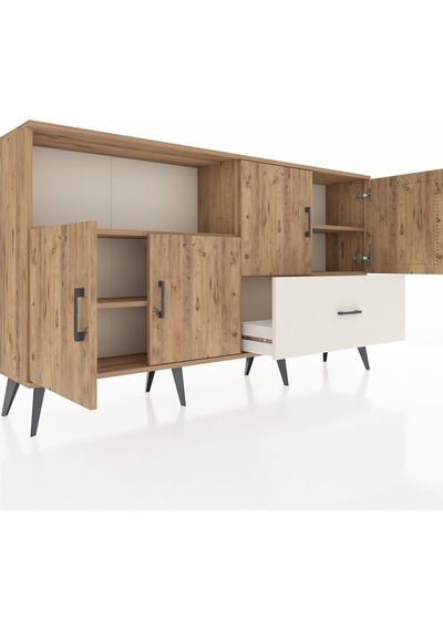 Arges Konsol 4 Raflı Tek Çekmeceli 4 Kapaklı 176x30x99 Çam-çam/ay Çam-çam/aytaşı Arges Konsol 4 Raflı Tek Çekmeceli 4 Kapaklı 176x30x99 Çam-çam/ay Çam-çam/aytaşı