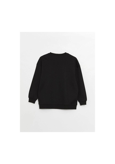 LC Waikiki Lcw Vision Bisiklet Yaka Baskılı Uzun Kollu Oversize Kadın Sweatshirt Black