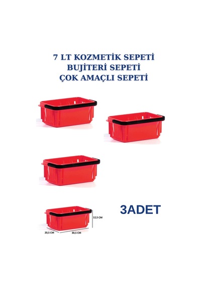 3 adet 7 Litre Kozmetik Sepeti Bijuteri Sepeti Kırtasiye Sepeti K