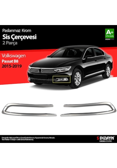 S-Dizayn  Volkswagen Passat B8 Krom Sis Farı Çerçevesi 2 Parça 2015-2019