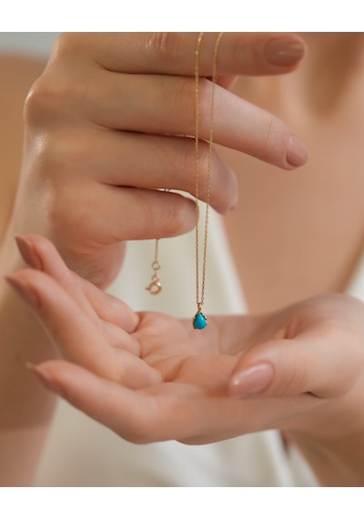 Debora Jewelry 14 Ayar Altın Firuze Taşlı Kolye