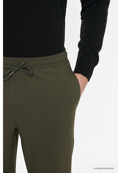 Ac&Co / Altınyıldız Classics Slim Fit Dar Kesim Beli Bağlamalı Yan Cepli Erkek Pantolon - Haki