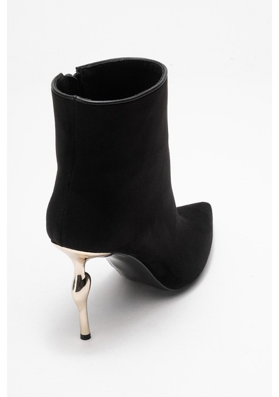 Luvishoes Luvi Shoes Crısta Siyah Süet Sivri Burunlu Kadın Topuklu Bot Siyah Süet