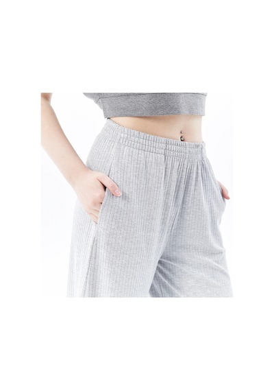 Defys Kadın Oversize Bol Paça Pantolon Gri Melanj - 595424376 Gri Melanj