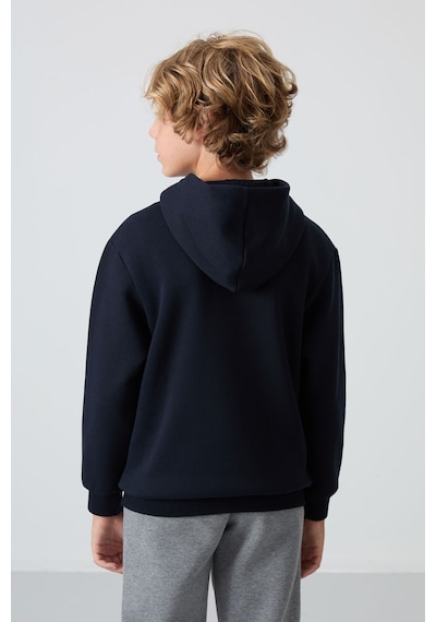 Tommylife Tommy Life Lacivert Pamuklu Kalın İçi Tüylü Yumuşak Dokulu Standart Fit Baskılı Erkek Çocuk Sweatshirt - 11215 Lacivert
