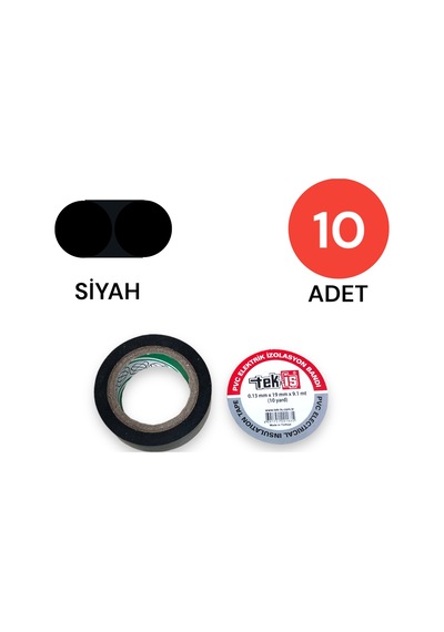 Tek-iş Izole Bant Elektrik Bandı Siyah 10 Adet