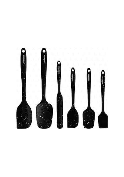 Drongo Isıya Dayanıklı Yanmaz Yapışmaz Silikon Spatula Seti 6 Parça Siyah Noktalı 0