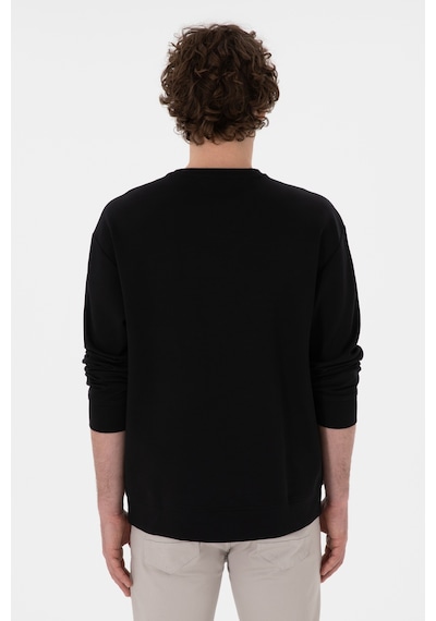 U.S. Polo Assn. Erkek Comfort Fit Bisiklet Yaka Siyah İnce Sweatshirt 50309858-VR046
