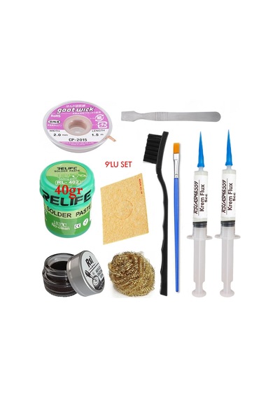 Relıfe Rl-402 Krem Lehim 183 C 40gr Havya Uç Temizleyici Seti Flux Lehim Toplama Cp-2015 Emme Teli Fırça Vs Set03