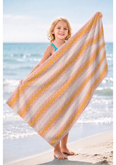 Çizgili Retro Fırfır Desenli Plaj Havlusu - Pastel Bohem Sarı Pembe Hızlı Kuruyan Mikrofiber Havlu Yumuşak Papatya Çizgili Retro Fırfır Desenli Plaj Havlusu - Pastel Bohem Sarı Pembe Hızlı Kuruyan Mikrofiber Havlu Yumuşak Papatya