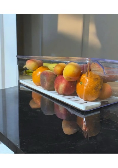 Buzdolabi İçi Düzenleyici Saklama Kabı Extra Havalandırma Özellikli 35.15 Cm Şeffaf