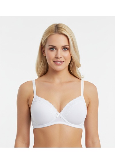 Bonbon Kadın Soft Bra Süs Dantelli Balensiz Dolgusuz Sütyen Bb2118 Beyaz