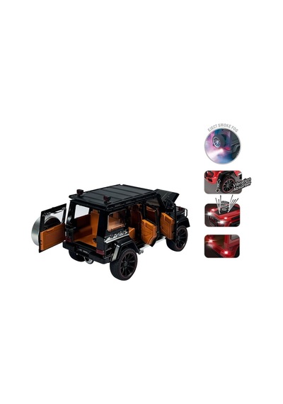 Sesli Ve Işıklı Buharlı Çıkaran Metal Off-road Jeep - Çek-bırak Araba 20cm 1:22 Ölçek Çok Renkli