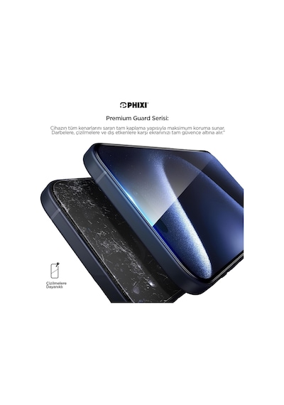 Phixi Premium Guard Parlak Cam Ekran Koruyucu Apple Uyumlu iPhone X Antistatik, Su Tutmaz, Tam Kaplama