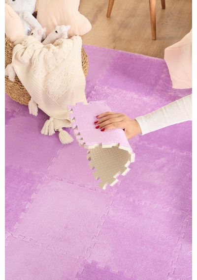 Puzzle Mat Mor 30x30 CM 4 Parça Bebek Çocuk Genç Odası Halısı Bebek Çocuk Genç Odası Halısı