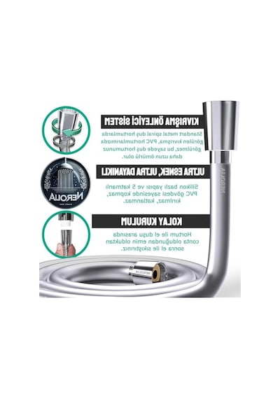Dayanıklı Paslanmaz Duş Spirali Ve Uzun Pvc Banyo Hortumu, 150 Cm