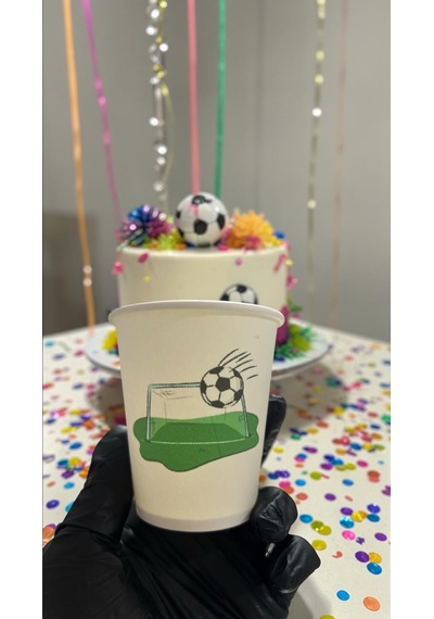 Futbol Topu-maç-kale Doğumgünü Parti Temalı Tek Kullanımlık 7 Oz 100 Adet Karton Bardak