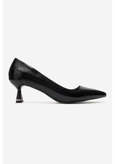 Luvi Shoes Lawton Siyah Cilt Kadın Topuklu Ayakkabı