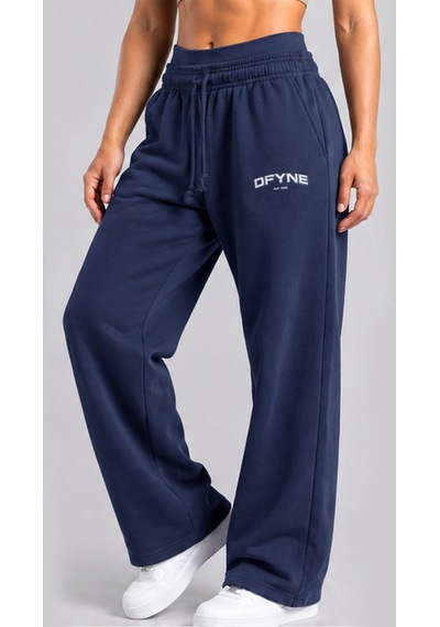 Dfyne Regular Kadın Lacivert Bol Paça Oversize Eşofman Altı