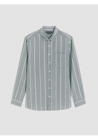 Lcwaıkıkı Classic Yeşil Regular Fit Çizgili Oxford Erkek Gömlek