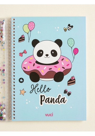 A5 Spiralli Defter 48 Yaprak Çizgili Simli Şeffaf Kapaklı Kedi Desenli Not Defteri Çok Renkli