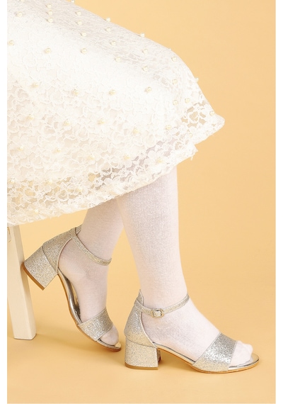 Kiko Kids 769 Kum Simli Günlük Kız Çocuk 4 Cm Topuklu Sandalet Ay Çok Renkli