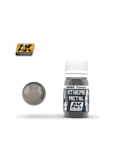 30 Ml. Titanyum Rengi Xtreme Metal Serisi Maket Boyası, Ak Interactive 669 Standart