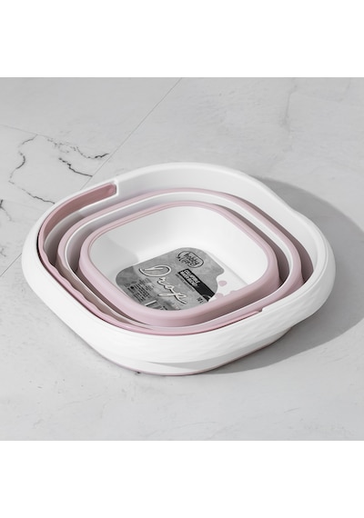 Porsima 1175-1 Damla Katlanabilir Silikon Su Kovası Pudra Beyaz Beyaz - Pembe