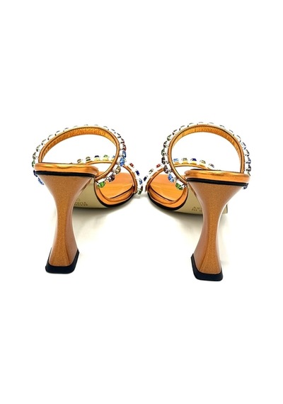 Nostra Shoes Turuncu Stone Kadın Taşlı Topuklu Ayakkabı-terlik Turuncu