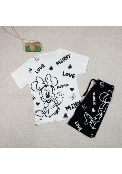 Momikon Kız Çocuk Minnie Mouse Baskılı Pamuklu Takım
