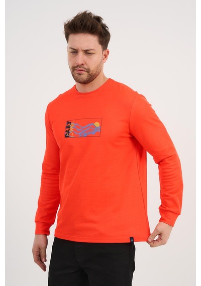Alexander Gardi Alexandergardı Bisiklet Yaka Baskılı Uzun Kollu Sweatshirt E25-724a Turuncu
