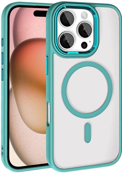 Apple Uyumlu iPhone 16 Pro Kılıf Magsafe Kamera Çevresi Metal Kirlenmeye Dayanıklı Premium Kapak Yeşil