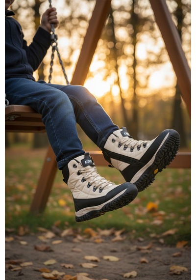 Bej Polarlı Kaymaz Taban Soğuğa Dirençli Unisex Çocuk Bot Felix F Bej