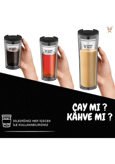 Star Termos Star Mug 450 Ml Şeffaf Seri Piknik Kamp Outdoor Ofis Otel Kafe Okul Kampüs Şeffaf