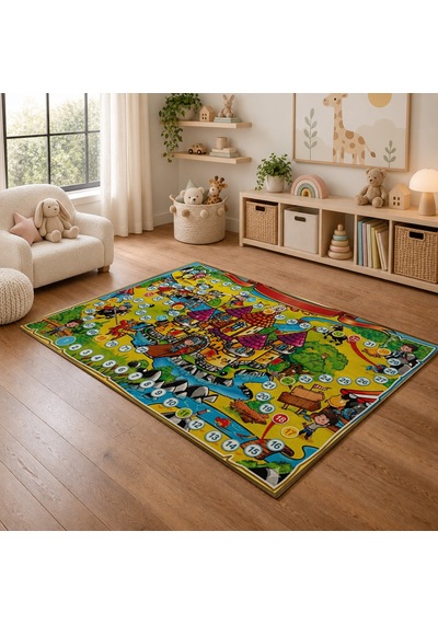 Kartela Halı Orta Çağ Macerası Sayılı Kaymaz Taban Çocuk Oyun Halısı - 60 X 90 Cm Çok Renkli