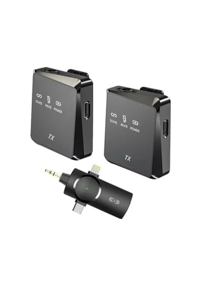 Type-c İphone İle Uyumlu Çiftli Kablosuz Yaka Mikrofonu 3in1 Kamera Pc Android İos Uyumlu