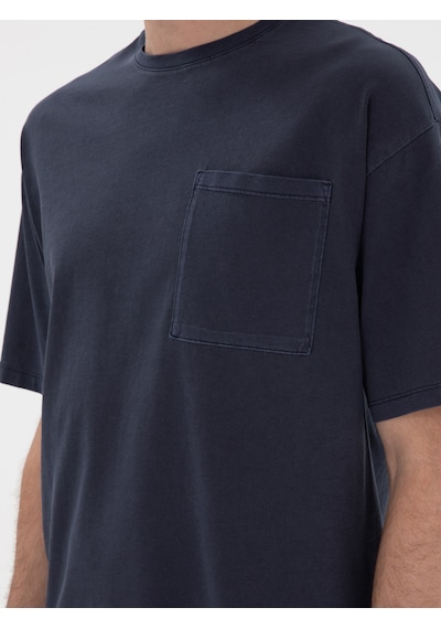 Lacivert Oversize Bisiklet Yaka T-shirt
