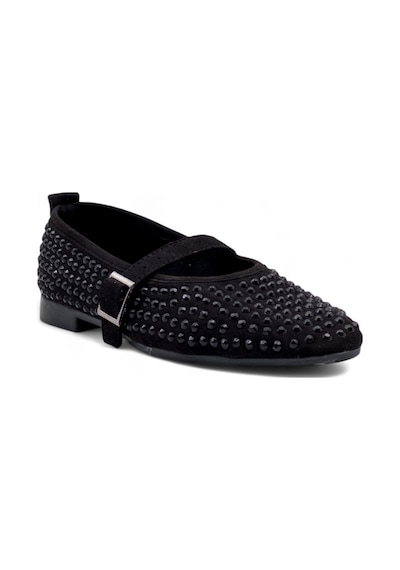 Shoes Taşlı Tokalı Kadın Babet Siyah