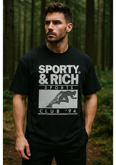 Rich Erkek Basic T-shirt Oversize Rahat Kalıp %100 Pamuk Bisiklet Yaka Kısa Kollu Tişört SIYAH