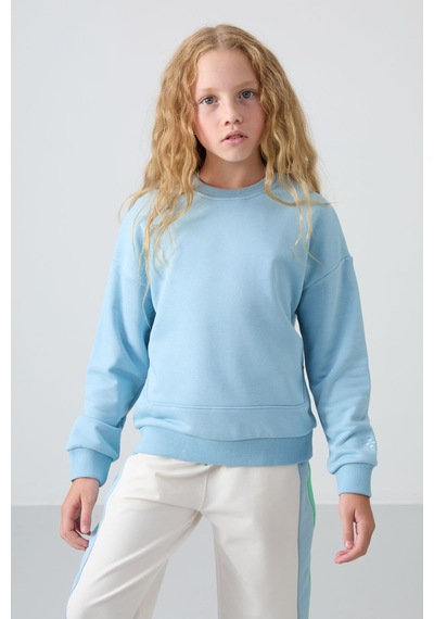 Oversize 3lü Paket Siyah-gül Kurusu-açık Mavi Kız Çocuk Sweatshirt - 75150 Siyah - Pembe