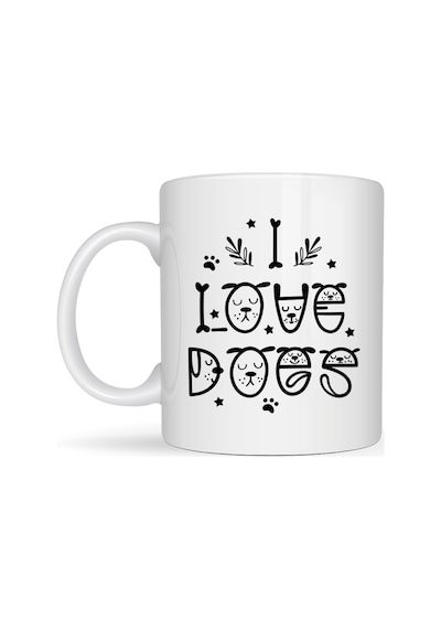 Bezos I Love Dogs Tasarımlı Porselen Kupa Model 64 Sevimli Köpek Figürlü, Kahve & Çay Kupası Dfnbez Diğer
